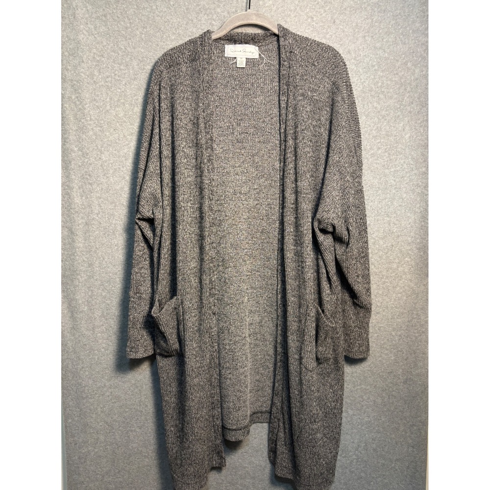 French Laundry 3X Long Open Cardigan‎ Gray Rib Knit Duster Plus Size Cozy
